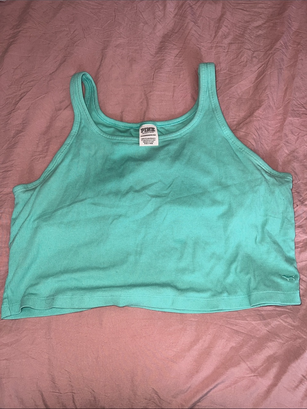PINK Victoria's Secret Ribbed Aqua Cropped Tank
